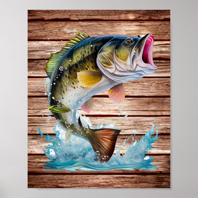 Jumping Bass Gone Fishing Poster (Front)