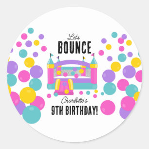 Jumping Bouncy Castle Girls Birthday Party Classic Round Sticker