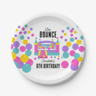 Jumping Bouncy Castle Girls Birthday Party Paper Plate