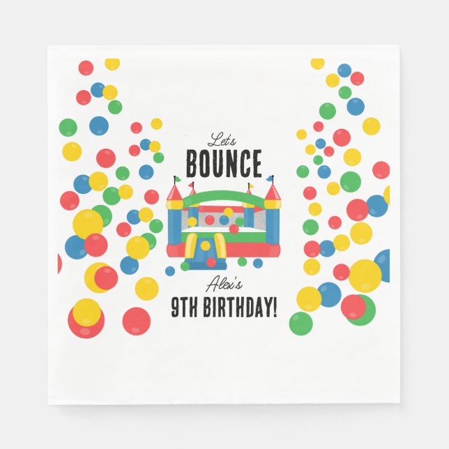 Jumping Bouncy Castle Kids Bounce Birthday Party Napkin (Front)