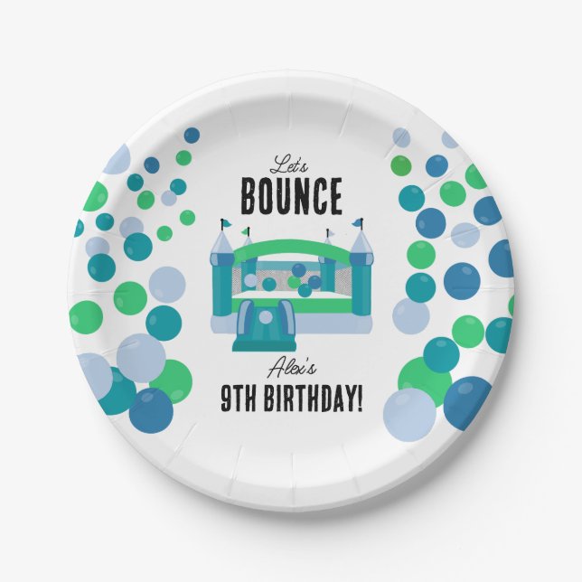 Jumping Castle Bouncy Boys Birthday Party Paper Plate (Front)