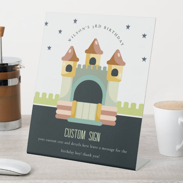 Jumping Castle Jump & Play Birthday Custom Party Pedestal Sign (In SItu)