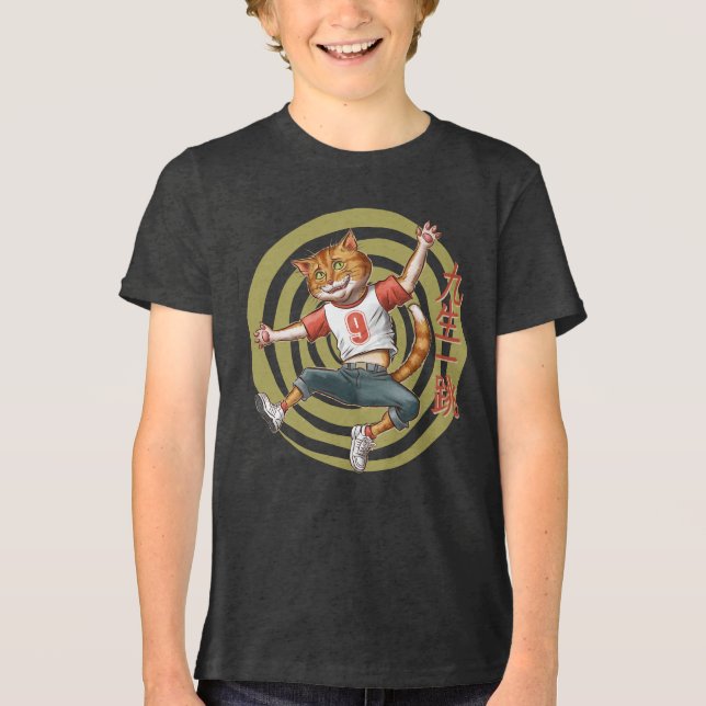 Jumping Cat – Japanese Style Tri-Blend Shirt (Front)