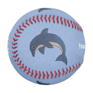 Jumping Dark Blue White Dolphins With Swirl Eyes Baseball