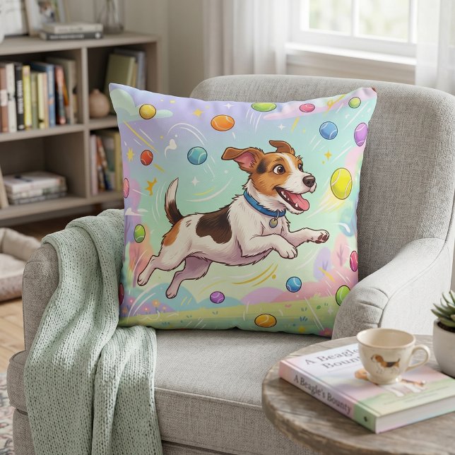 Jumping Dog Chasing Balls | Cute Whimsical Cushion (Creator Uploaded)