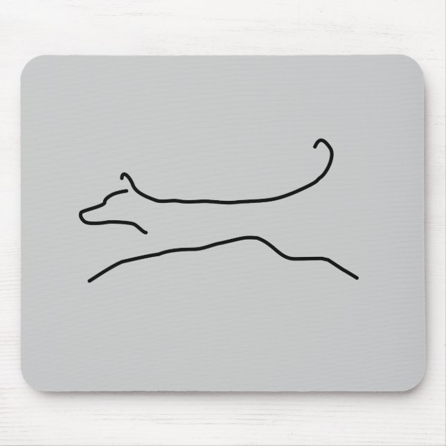 Jumping Dog Line Drawing Mouse Mat (Front)