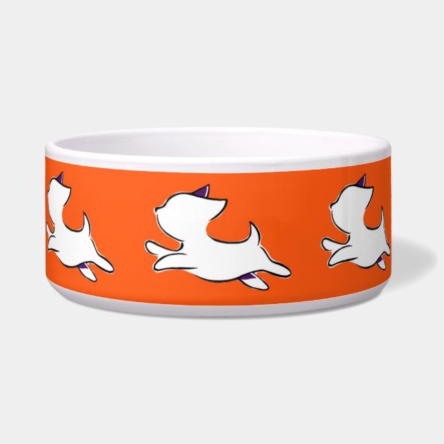 Jumping Dog Pattern Pet Bowl (Front)