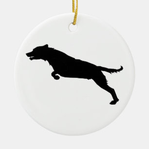 Jumping Dog Silhouette Ceramic Tree Decoration