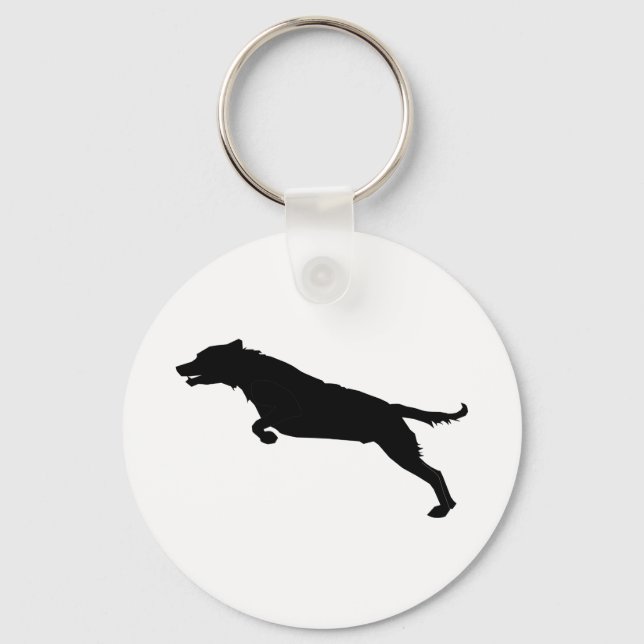 Jumping Dog Silhouette Key Ring (Front)