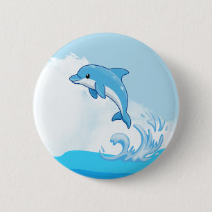 Jumping dolphin ocean adventure 6 cm round badge