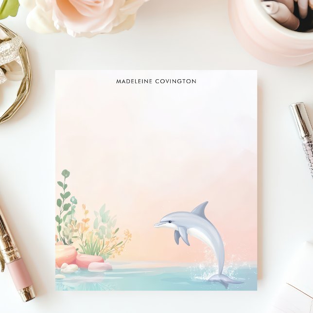 Jumping Dolphin Ocean Sea Personalised Name Notepad (Creator Uploaded)