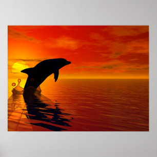Jumping dolphin poster