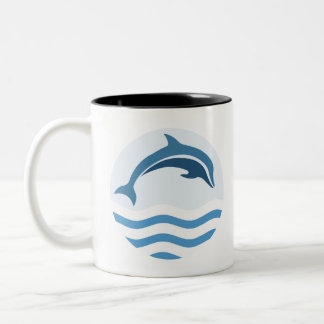 Jumping Dolphin Two-Tone Coffee Mug