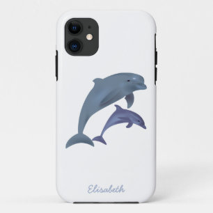Jumping dolphins illustration name iPhone 11 case