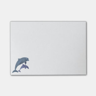 Jumping dolphins illustration post-it notes