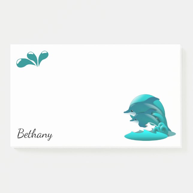 Jumping Dolphins Personalised  Post-it Notes (Front)