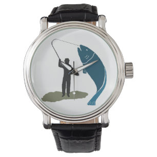Jumping Fish Big Catch Fisherman Watch