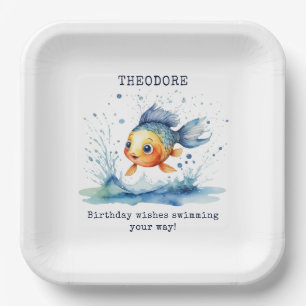 Jumping Fish Colorful Kids Birthday Party Custom Paper Plate