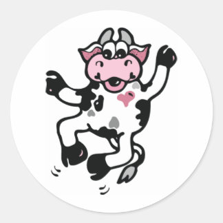 Jumping for Joy Cow Classic Round Sticker