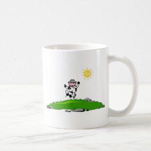 Jumping for Joy Cow on Grass Coffee Mug