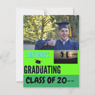 Jumping For Joy Graduating Modern Script 1 photo Announcement