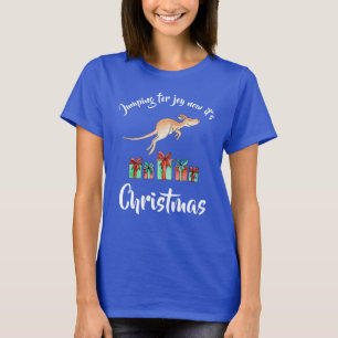 Jumping for joy Kangaroo Christmas t-shirt