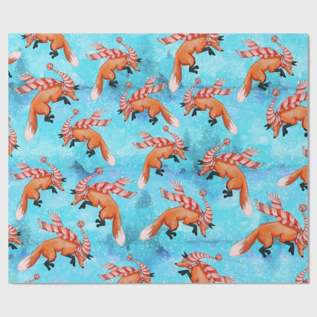 Jumping Fox Wrapping Paper (Flat)