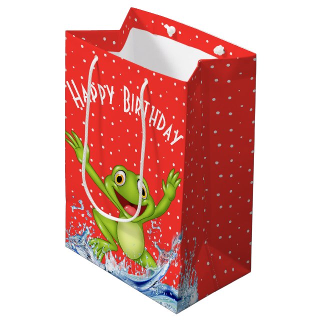 Jumping Frog On Polka Dots Medium Gift Bag (Front Angled)