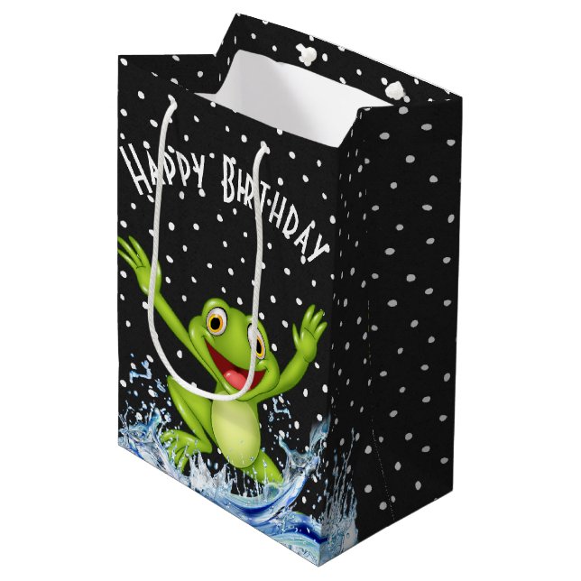 Jumping Frog On Polka Dots  Medium Gift Bag (Front Angled)