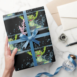 Jumping Frogs In Water Splash Wrapping Paper