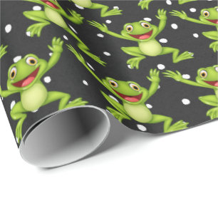 Jumping Frogs On Polka Dots Wrapping Paper