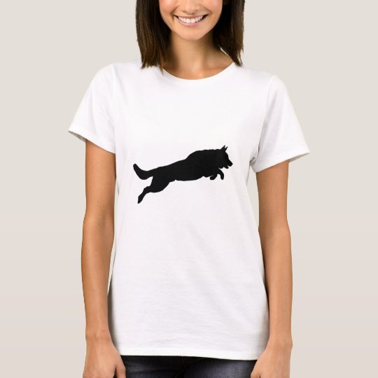 Jumping German Shepherd Silhouette Love Dogs T-Shirt