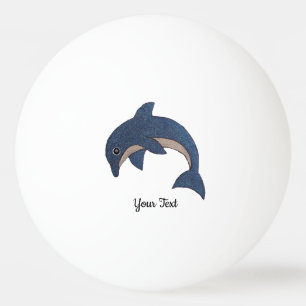 Jumping Glitter Look Dolphin Dark Blue and White Ping Pong Ball