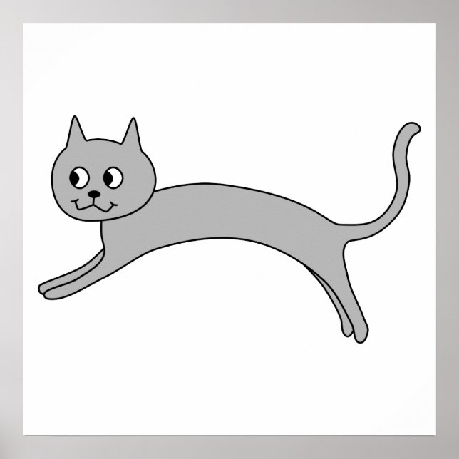 Jumping Grey Cat. Poster (Front)