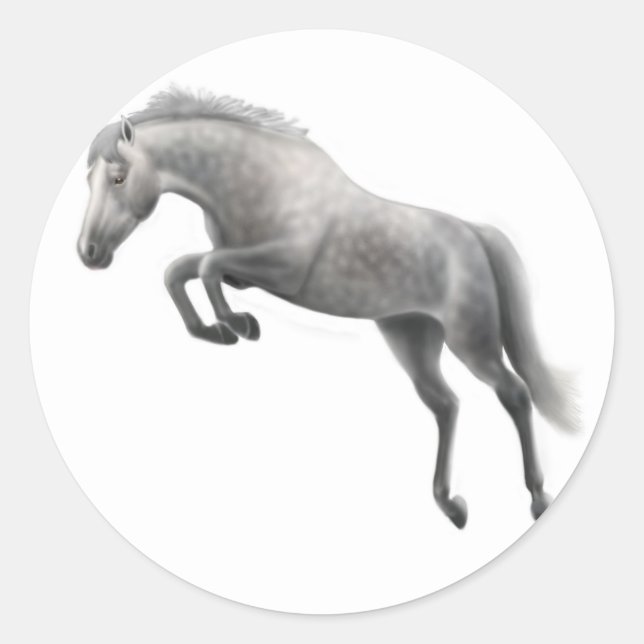 Jumping Grey Horse Sticker (Front)