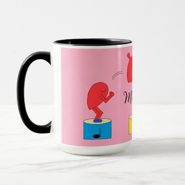 Jumping Heart in Love:  Rose-coloured Mug (Left)