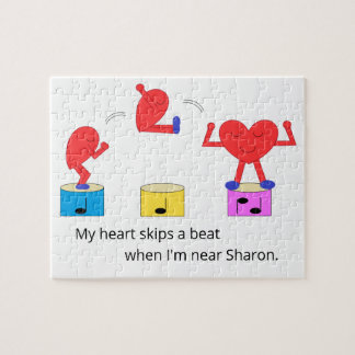 Jumping Heart in Love: White Jigsaw Puzzle