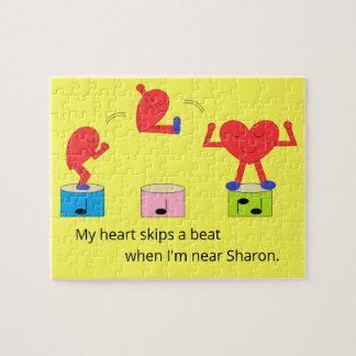 Jumping Heart in Love: Yellow Jigsaw Puzzle