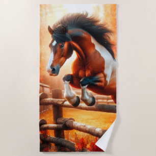 Jumping Horse Beach Towel