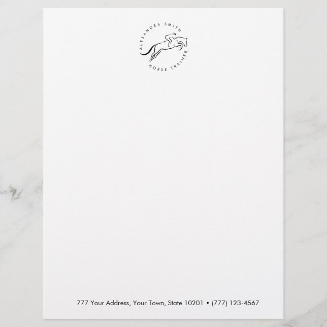 Jumping Horse | Horseback Riding | Horse Trainer Custom Letterhead (Front)