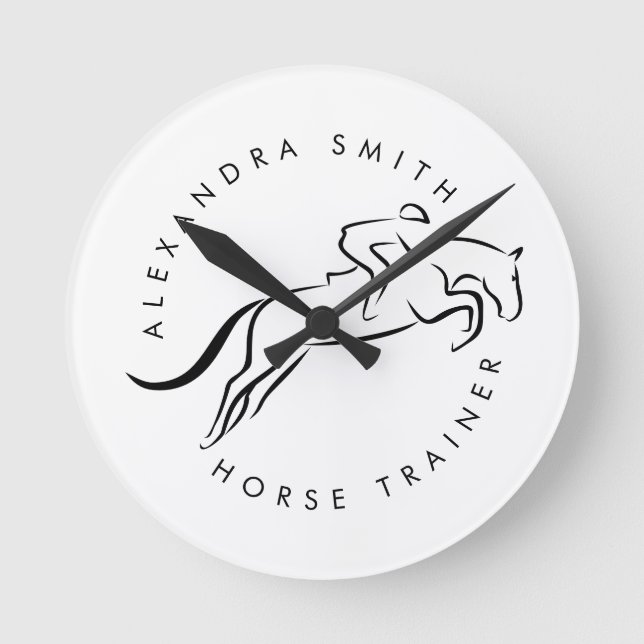 Jumping Horse | Horseback Riding | Horse Trainer Round Clock (Front)