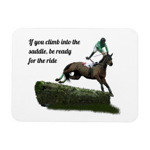 Jumping Horse Jockey In Green Flexible Magnet