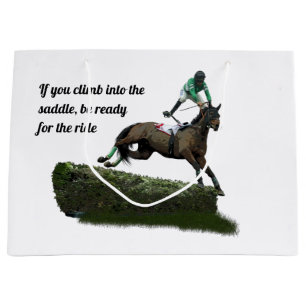 Jumping Horse Jockey In Green Gift Bag