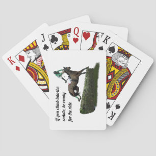 Jumping Horse Jockey In Green Playing Cards