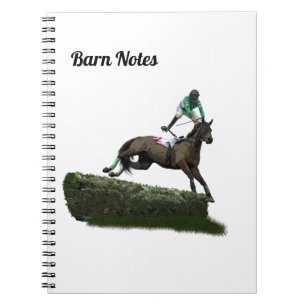 Jumping Horse Jockey In Green Spiral Notebook