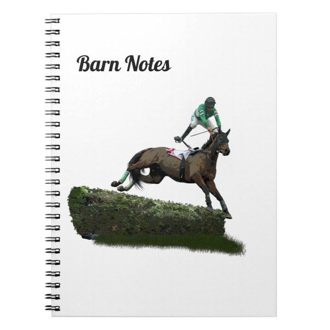 Jumping Horse Jockey In Green Spiral Notebook (Front)
