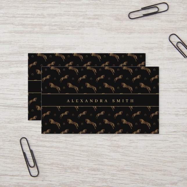 Jumping Horse | Scribble Horse | Gold Horse  Business Card (Front/Back In Situ)