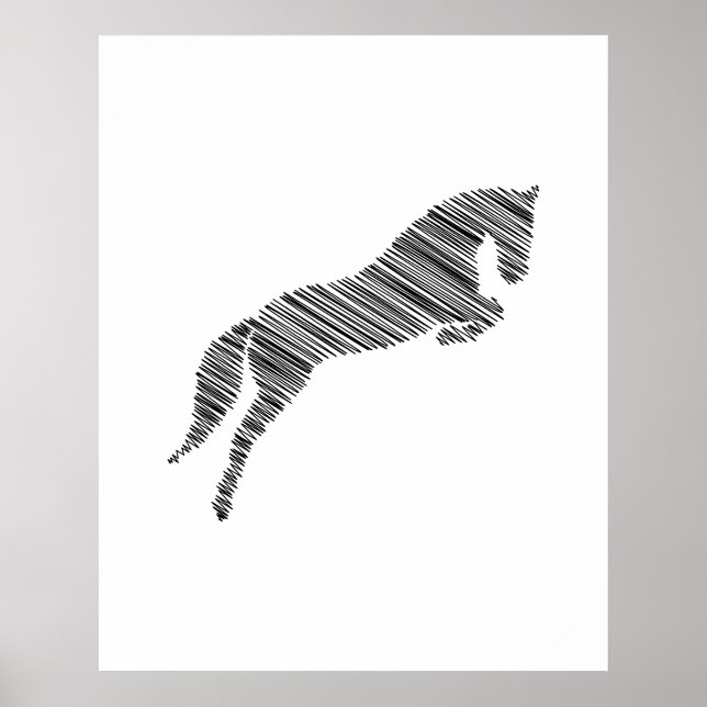 Jumping Horse | Scribble Horse | Horse Trainer Poster (Front)