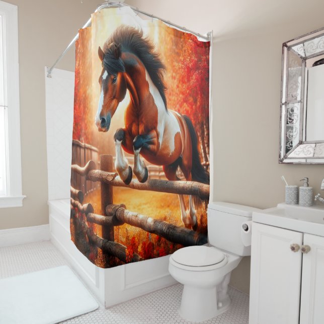 Jumping Horse Shower Curtain (In Situ)