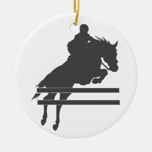 Jumping horse silhouette - Choose background color Ceramic Tree Decoration